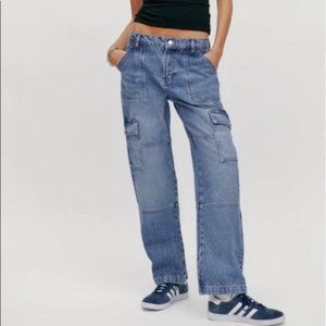 Reformation Jeans Mckenna Mid Rise Slouch Cargo Jeans New With Tags Sz 30 NWT
